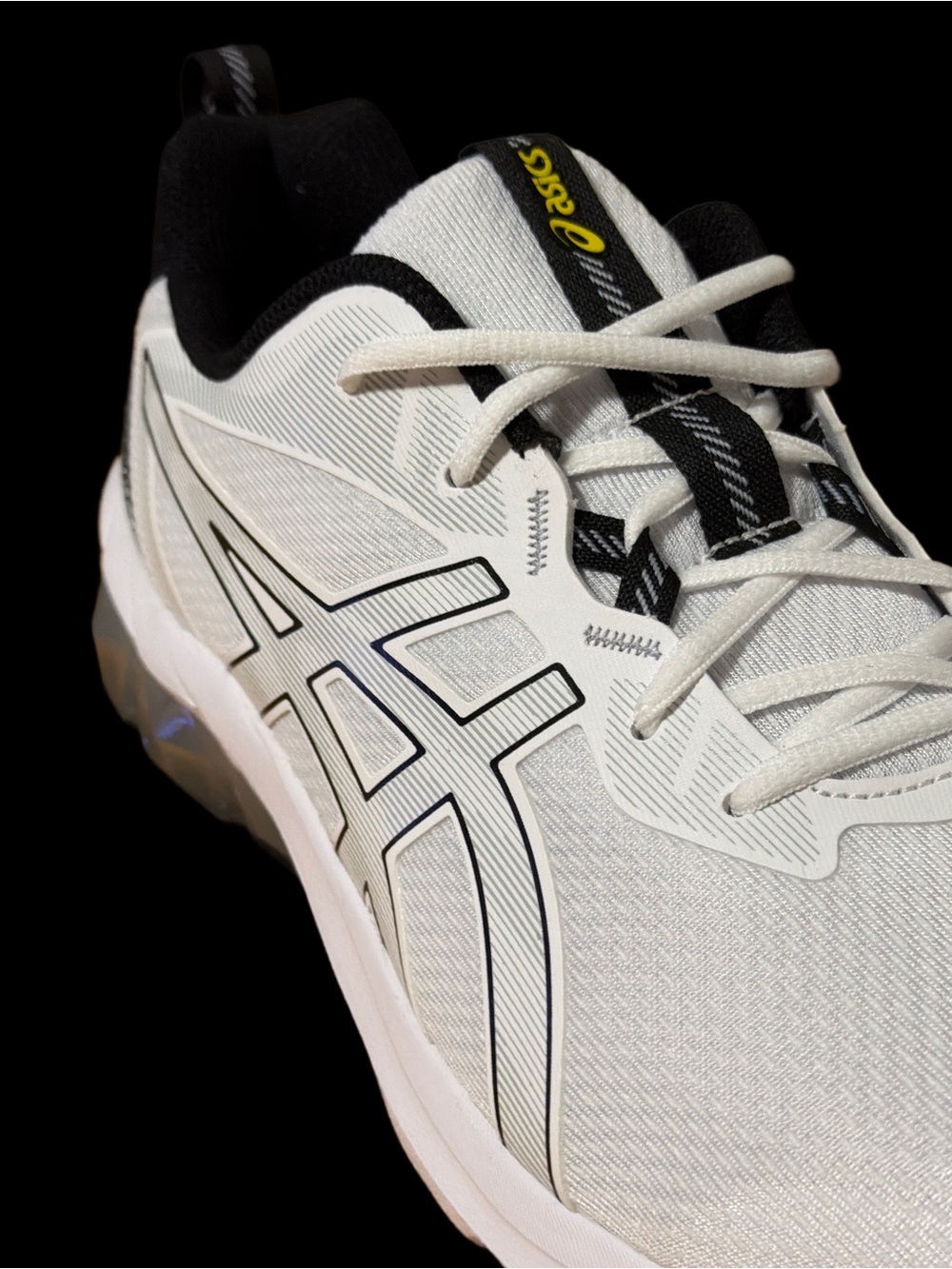 Asics White Black Athletic Running Sneakers with Yellow Trim - Picture 13 of 14